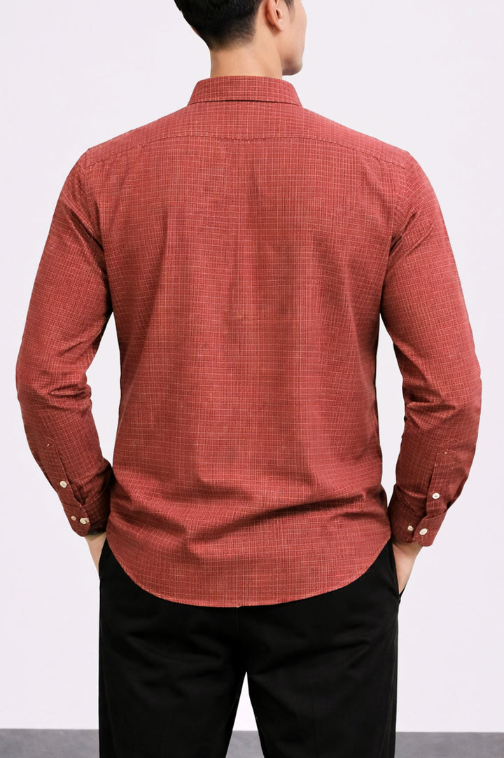 Button Down Small Check Shirt 002792-RED