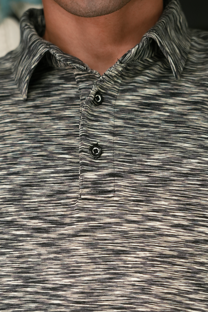 Melange Button Polo