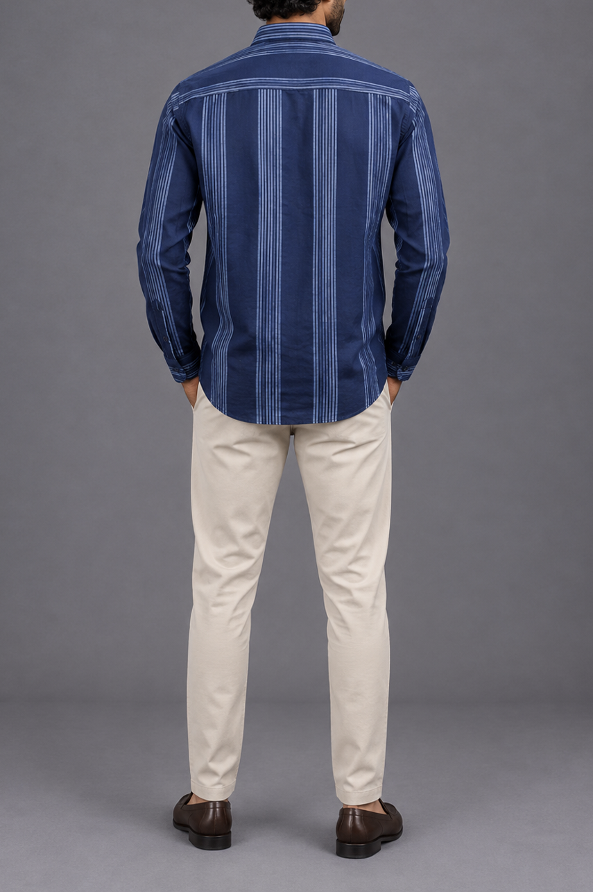 Navy Vertical Stripe Shirt