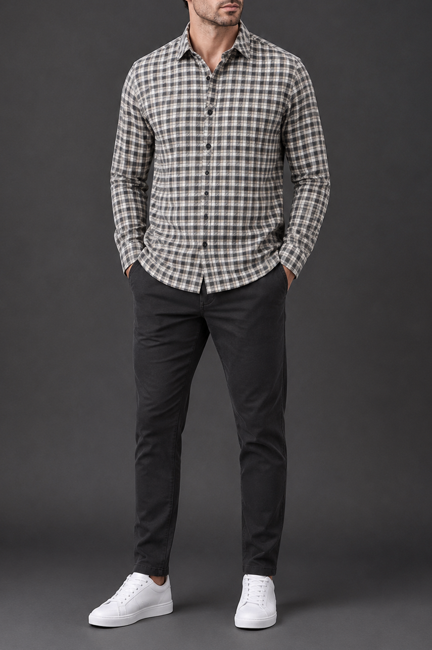 Heritage Taupe Check Semi Formal Shirt