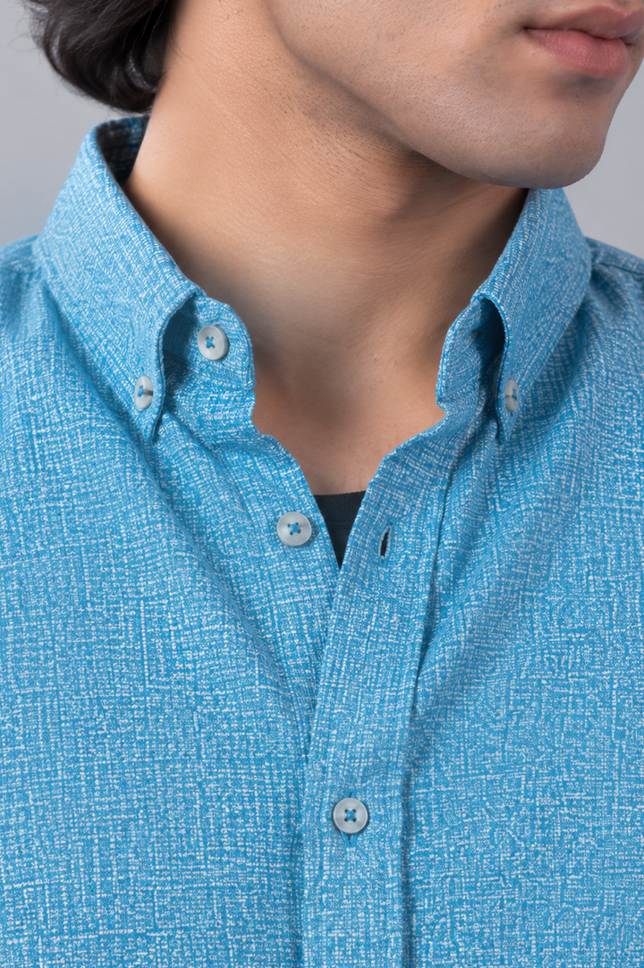 Sky Blue Melange Flannel Shirt