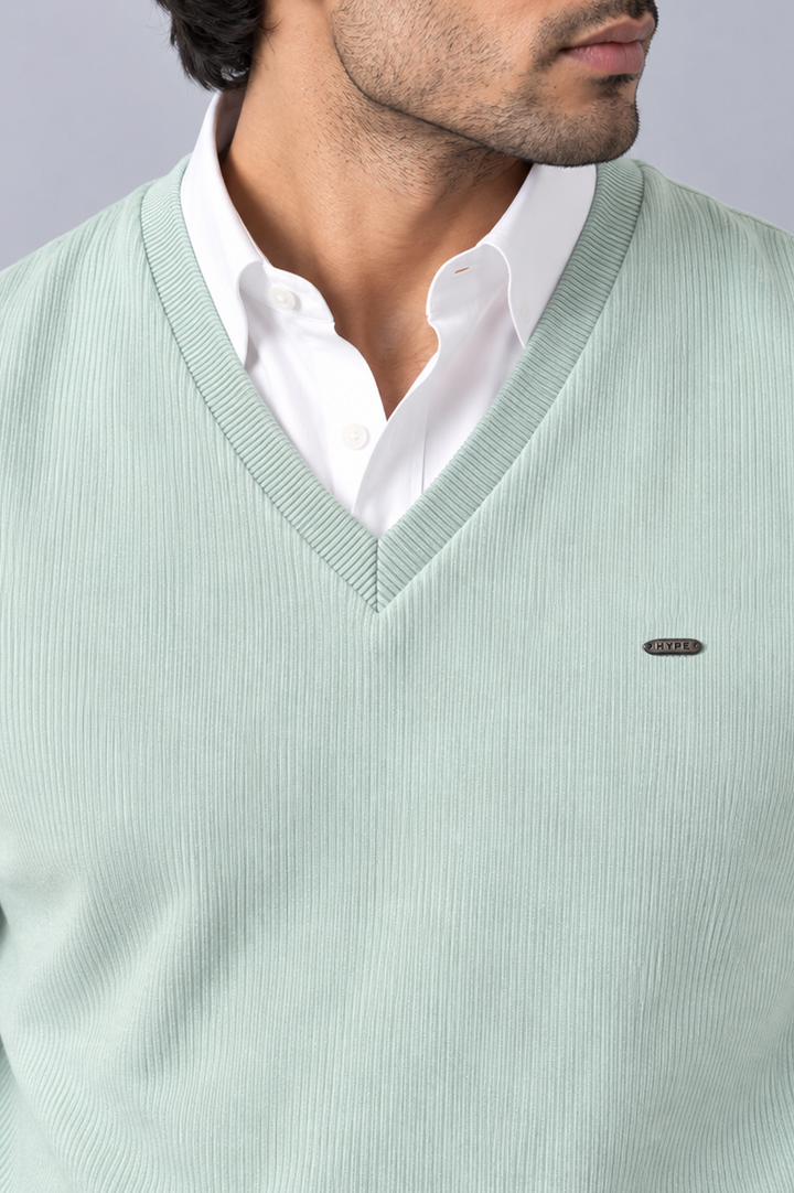 Coastal Mist Ribbed Sweater