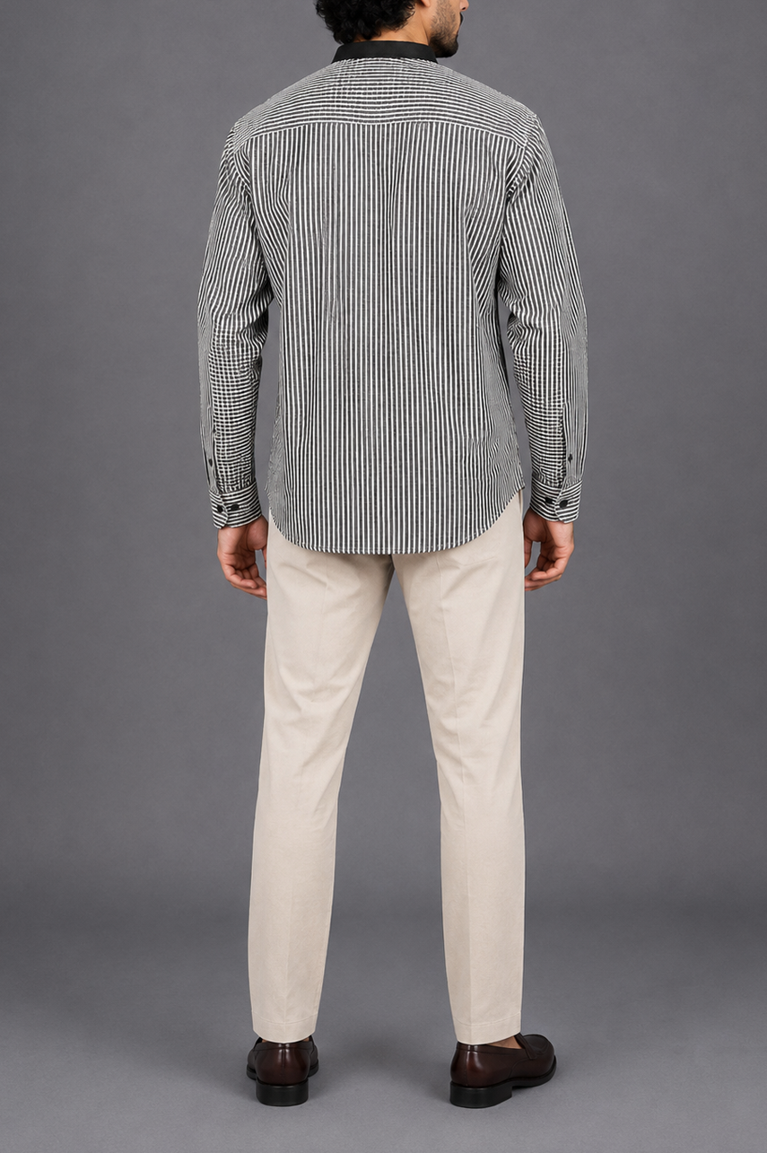 Contrast Ban Stripe Shirt