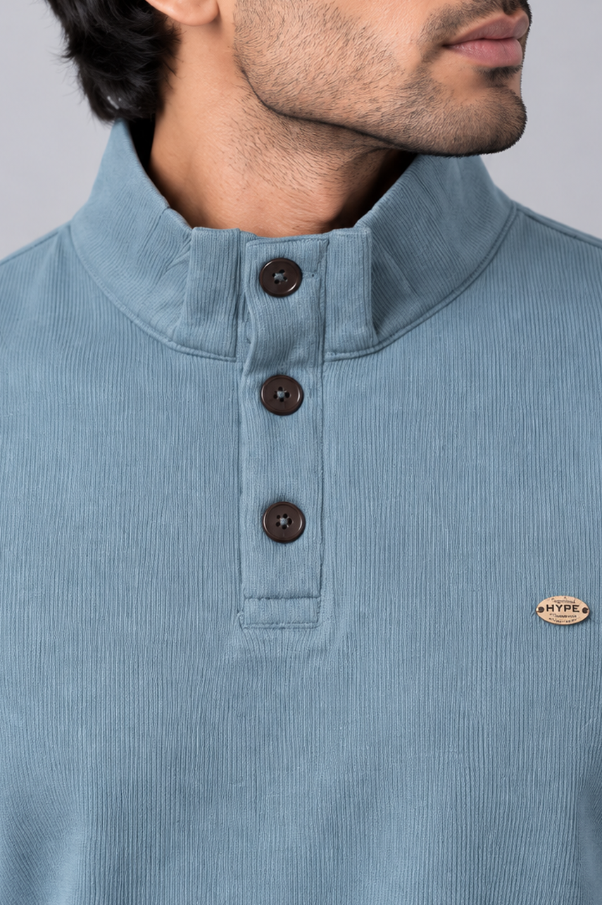 Blue Mock Neck