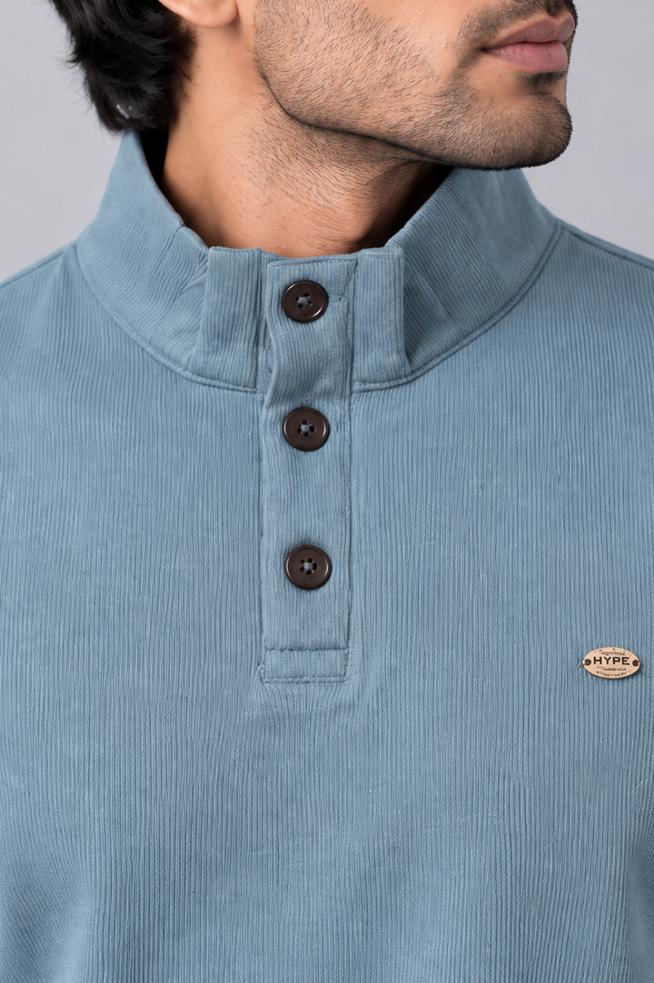 Blue Mock Neck