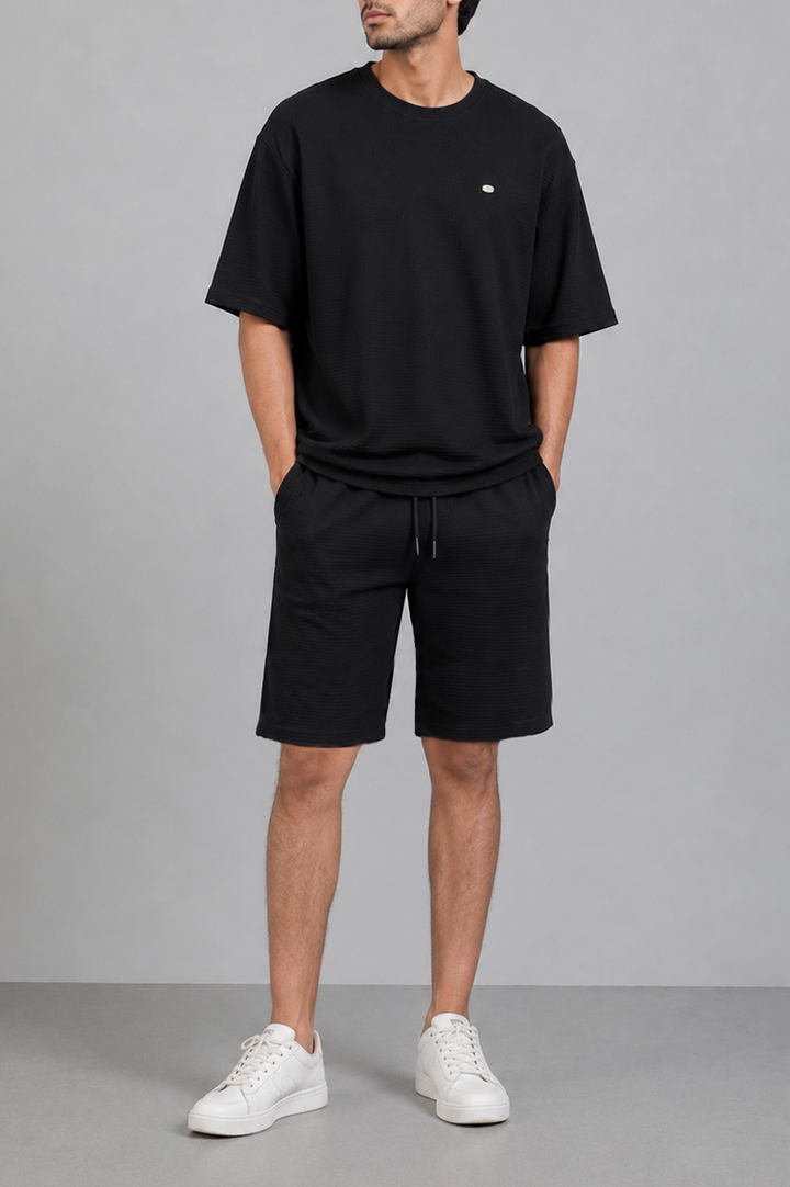 Black Waffle Co-Ord Tee