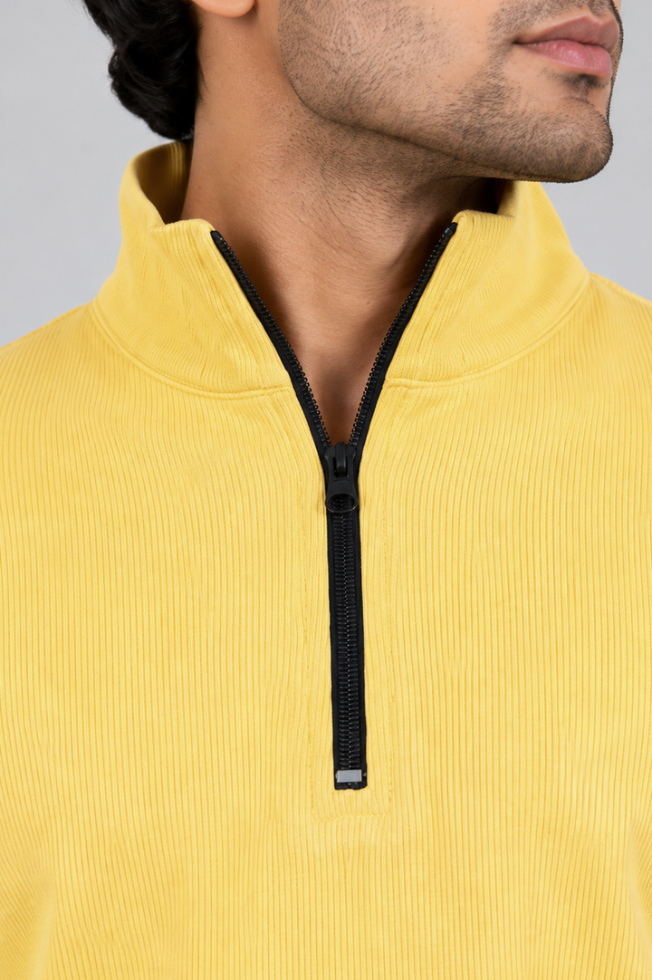 Ribbed Half-Zip Mock Neck