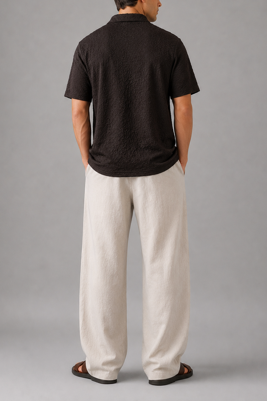 Noir Crinkle Zip Polo