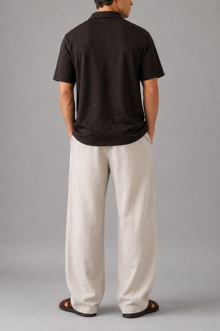 Noir Crinkle Zip Polo