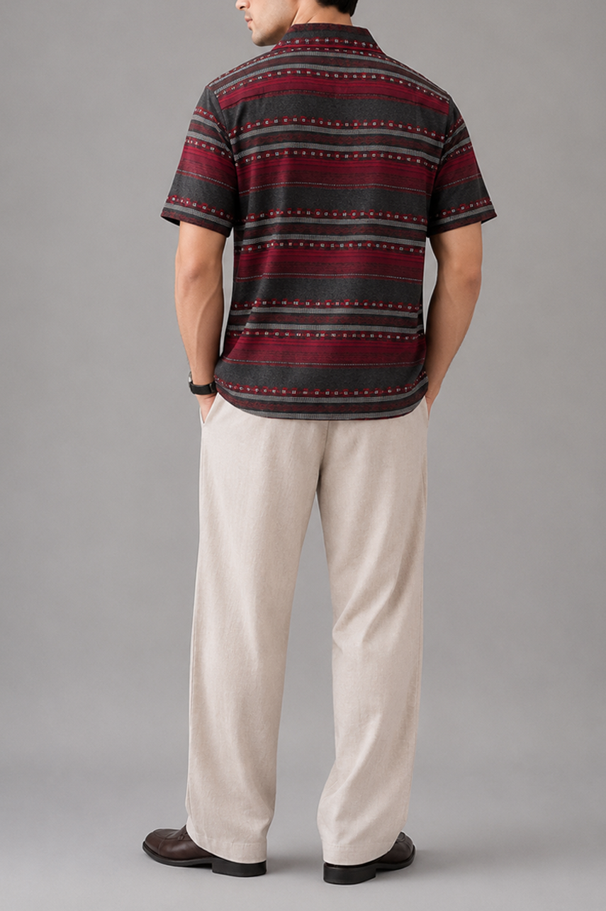 Burgundy Horizon Cuban Shirt