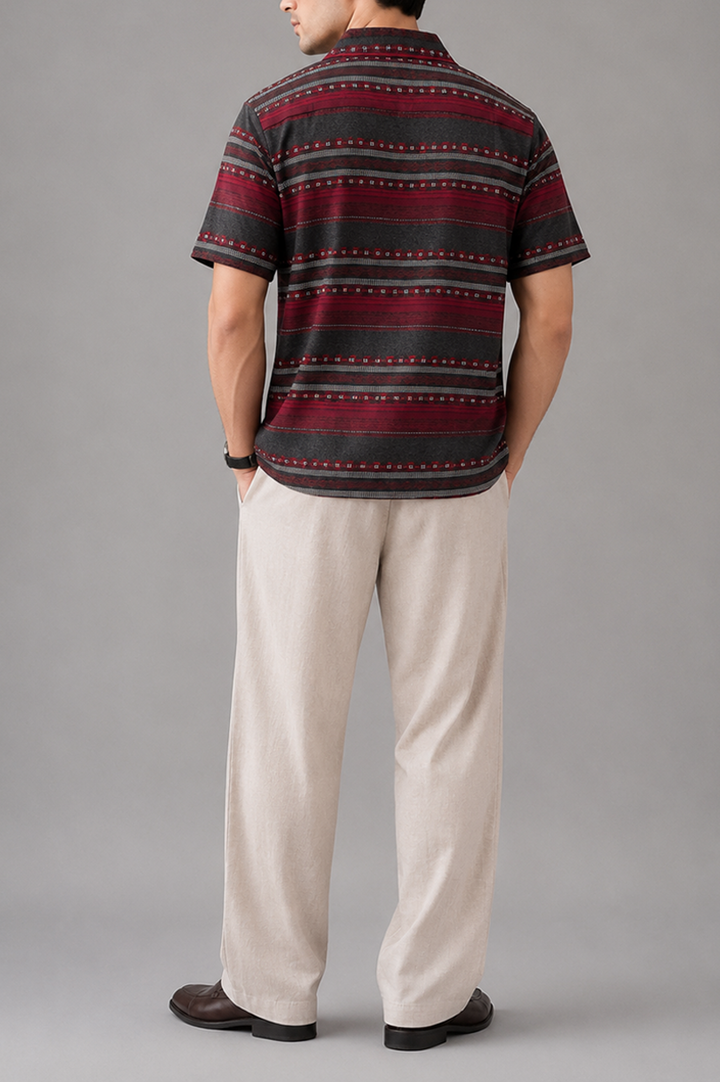 Burgundy Horizon Cuban Shirt