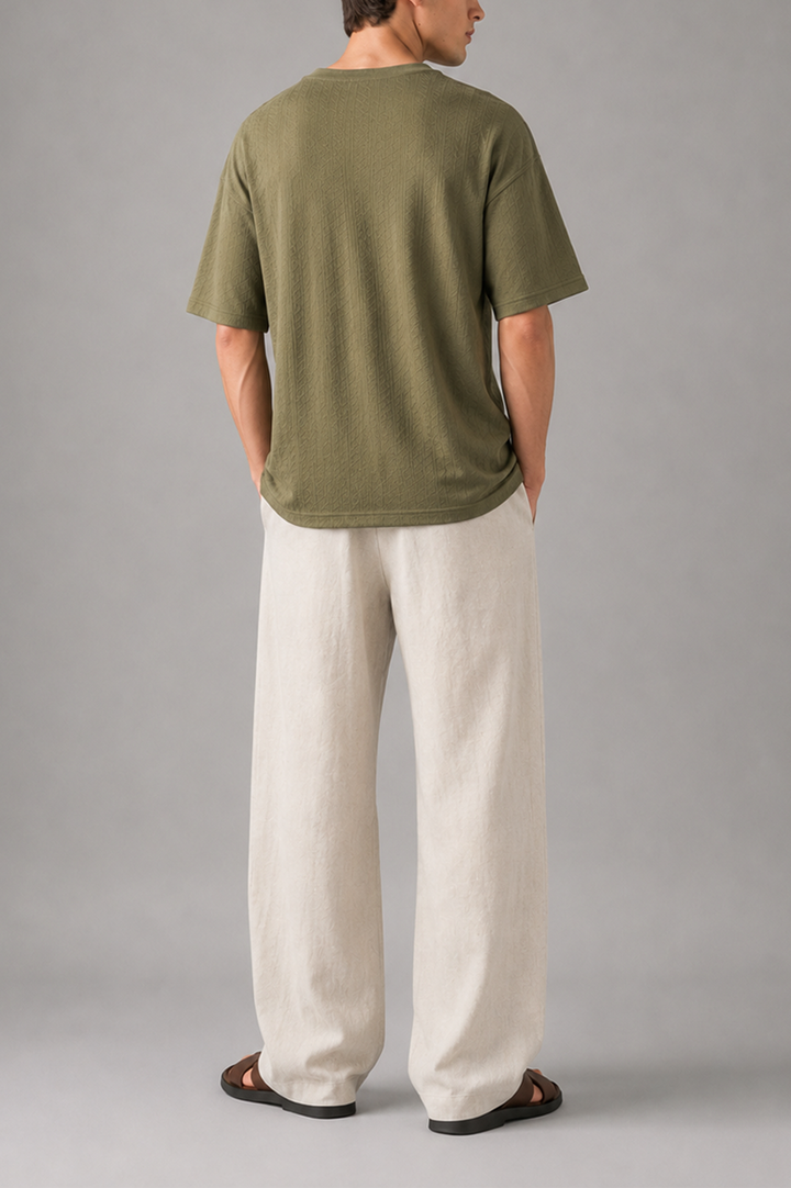 Olive Drift Textured Oversized Tee