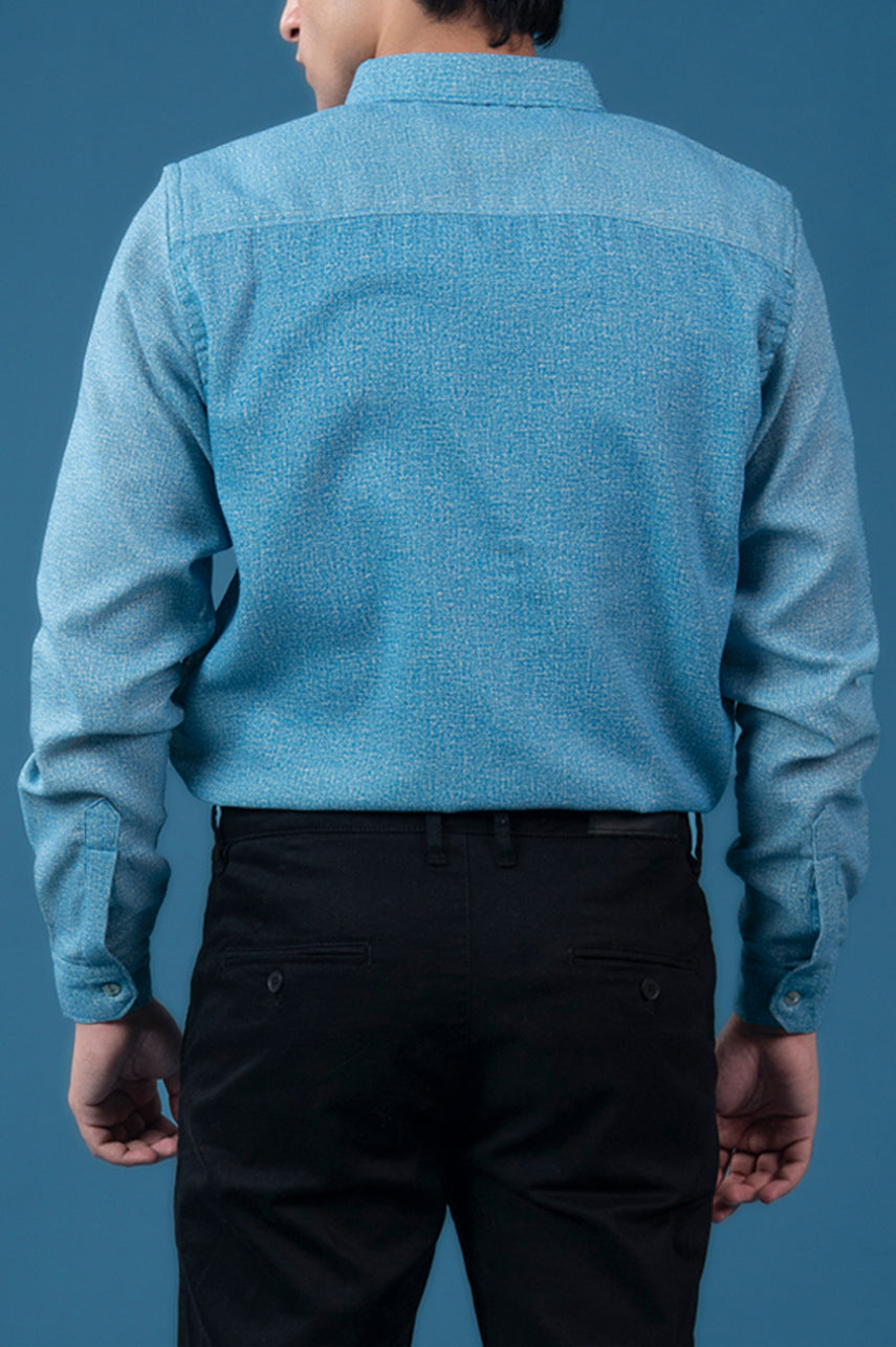 Sky Blue Melange Flannel Shirt
