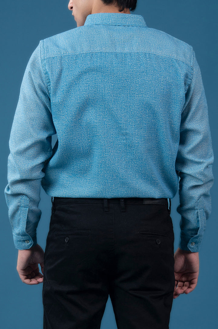 Sky Blue Melange Flannel Shirt