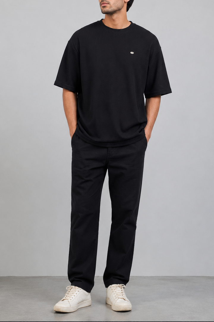 Black Textured Essential Tee