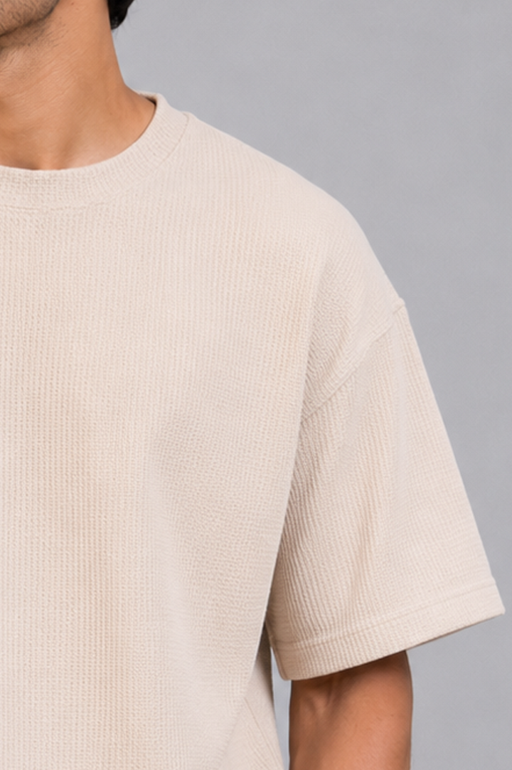 Beige Waffle Co-Ord Tee