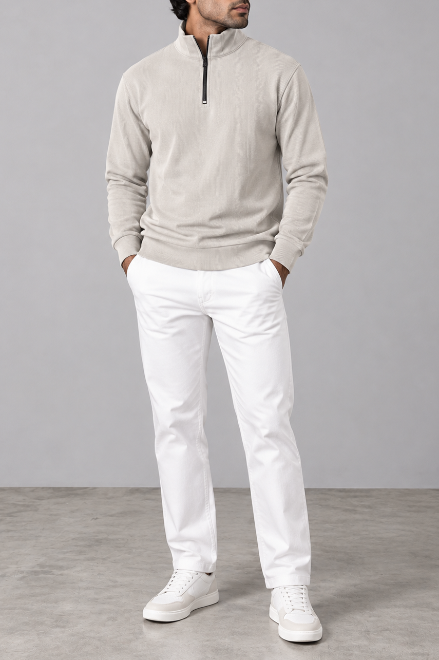 Light Gray Ribbed Mock Neck