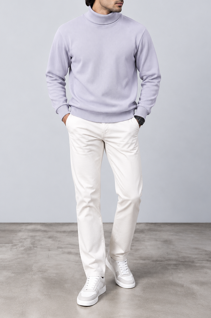 Lavender Haze Ribbed Turtle-Neck