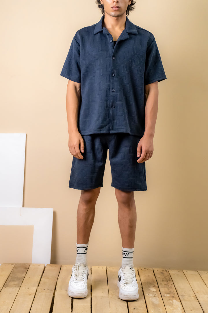 Midnight Navy Textured Resort Shirt