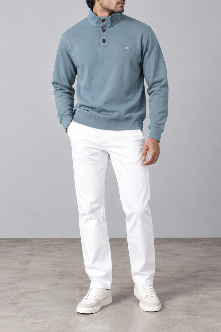 Blue Mock Neck