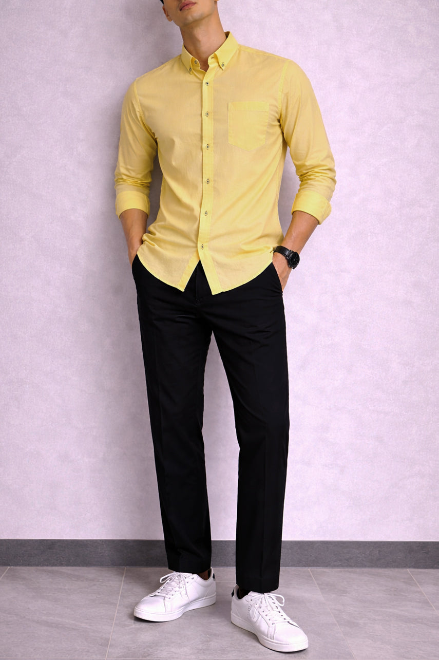 Mens Soft Cotton Semi Formal Shirt 002547-YLW