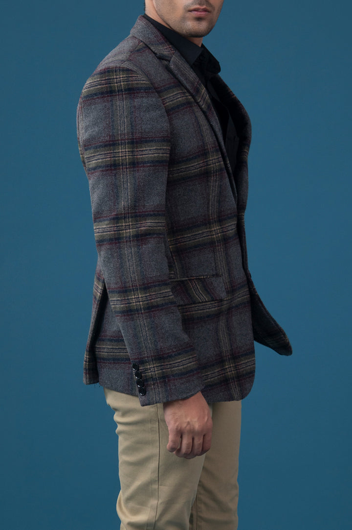 Heavy Wool Outerwear Checkered Blazer