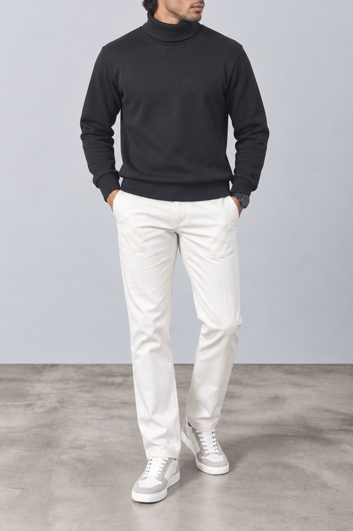 Midnight Ribbed Turtle-Neck