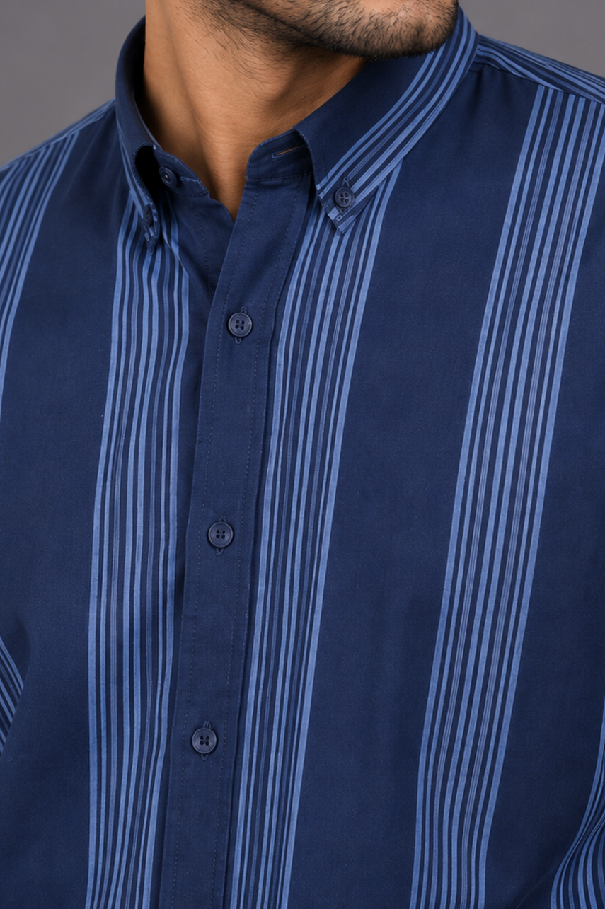 Navy Vertical Stripe Shirt