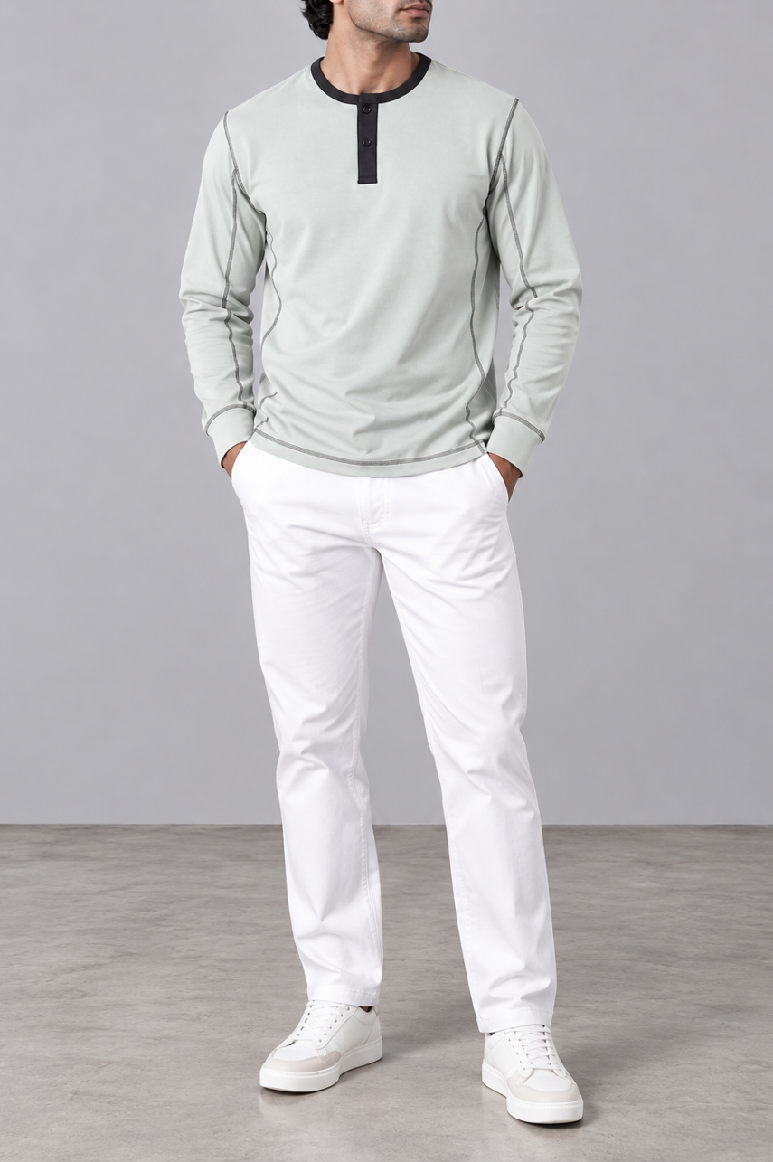 Raglan Contrast Henley Sweatshirt