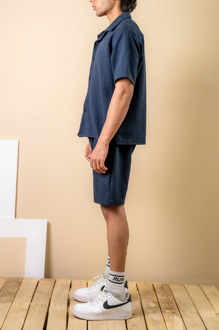 Midnight Navy Textured Resort Shirt
