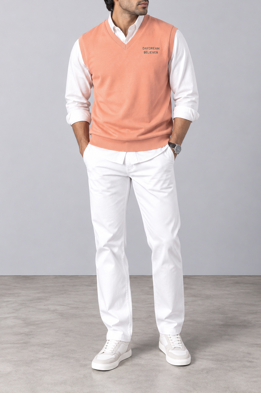 Coral Drift Ribbed Sweater