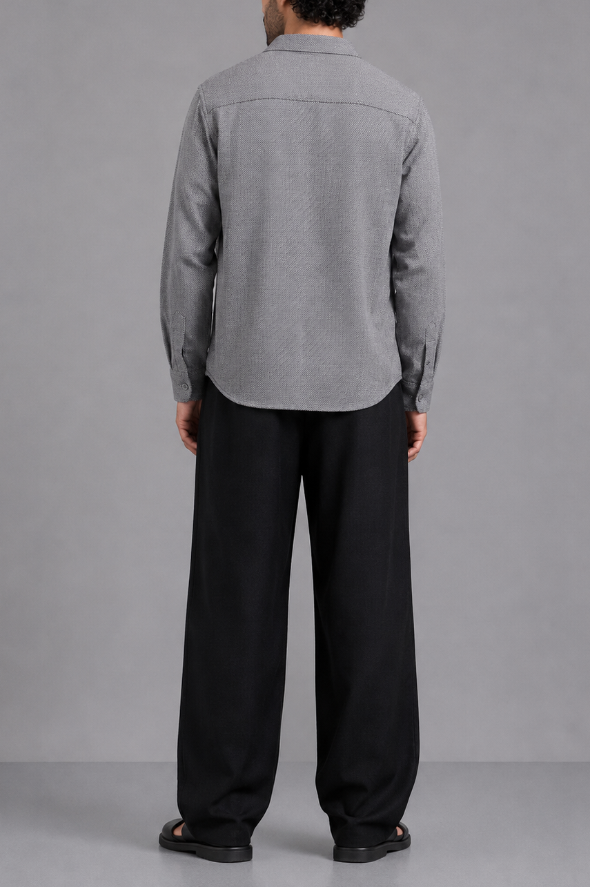 Grey Herringbone Utility Shirt