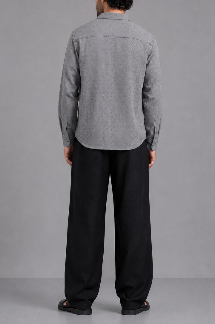 Grey Herringbone Utility Shirt