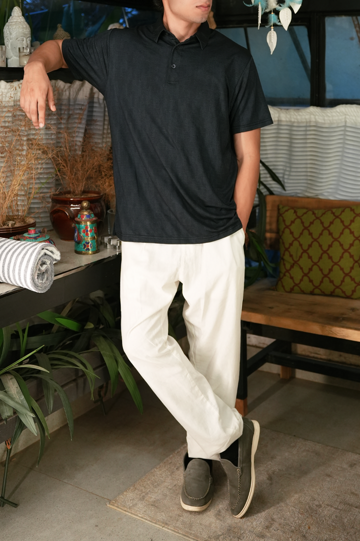 Geometric Button Polo