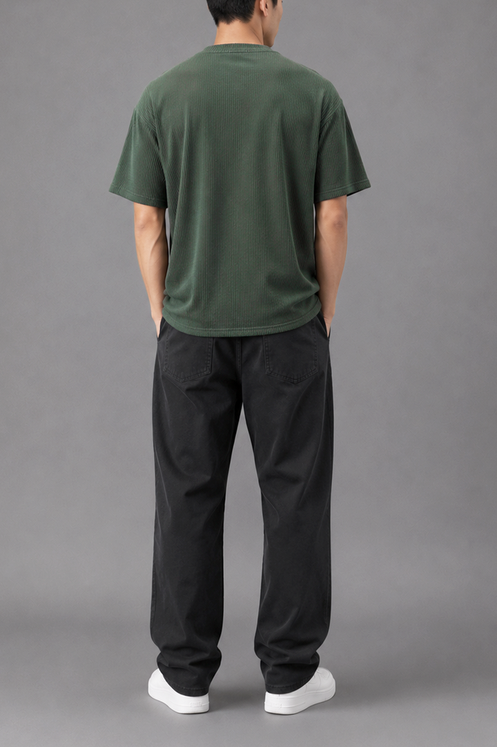 Forest Green Oversized Textured Tee