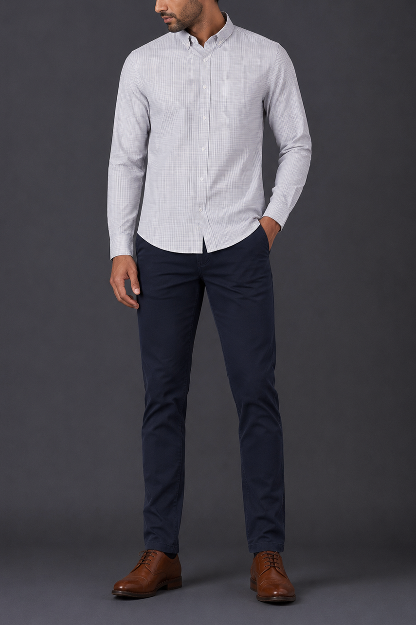 Micro Check Button-Down Shirt