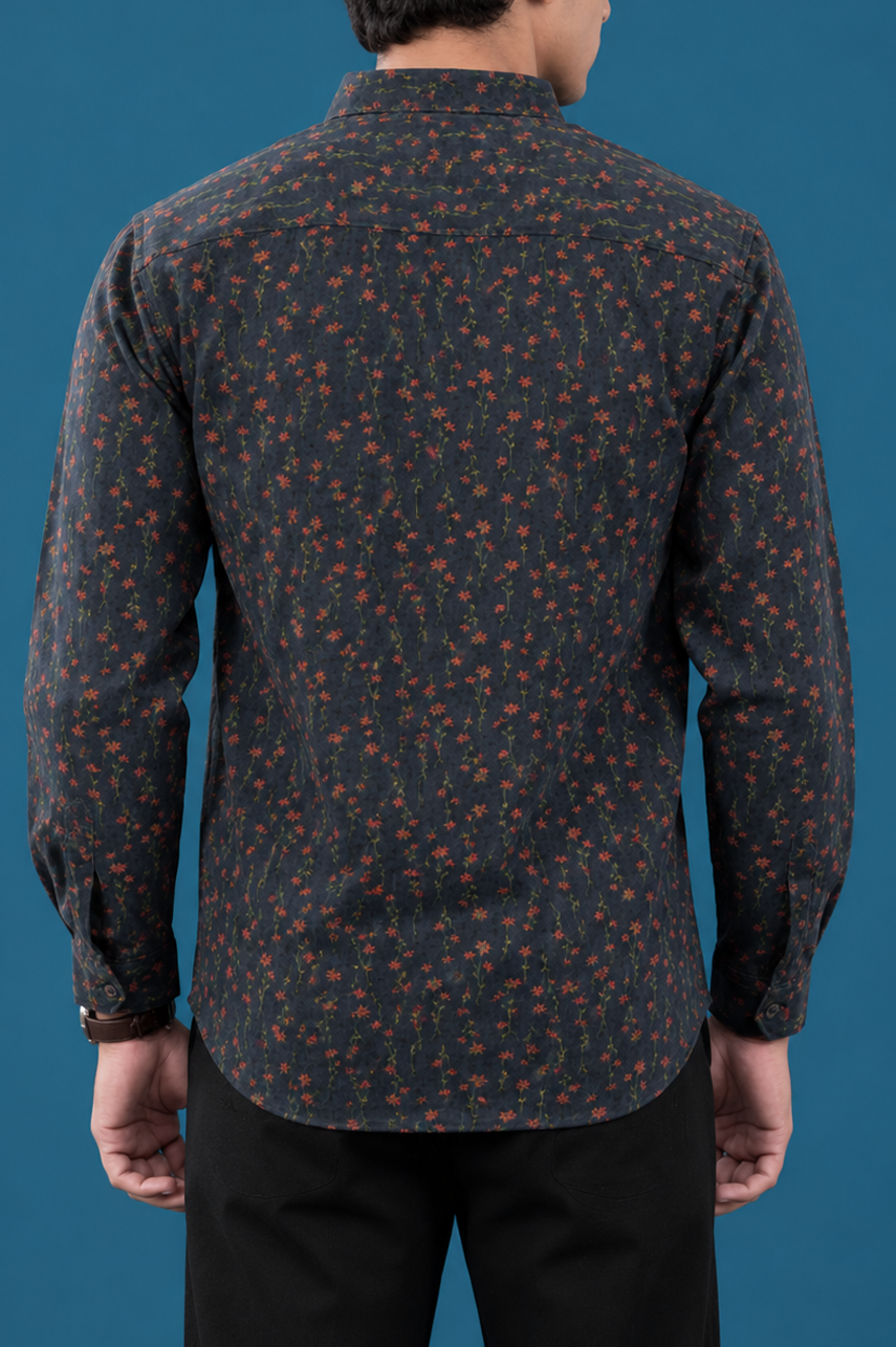 Corduroy Floral Printed Shirt