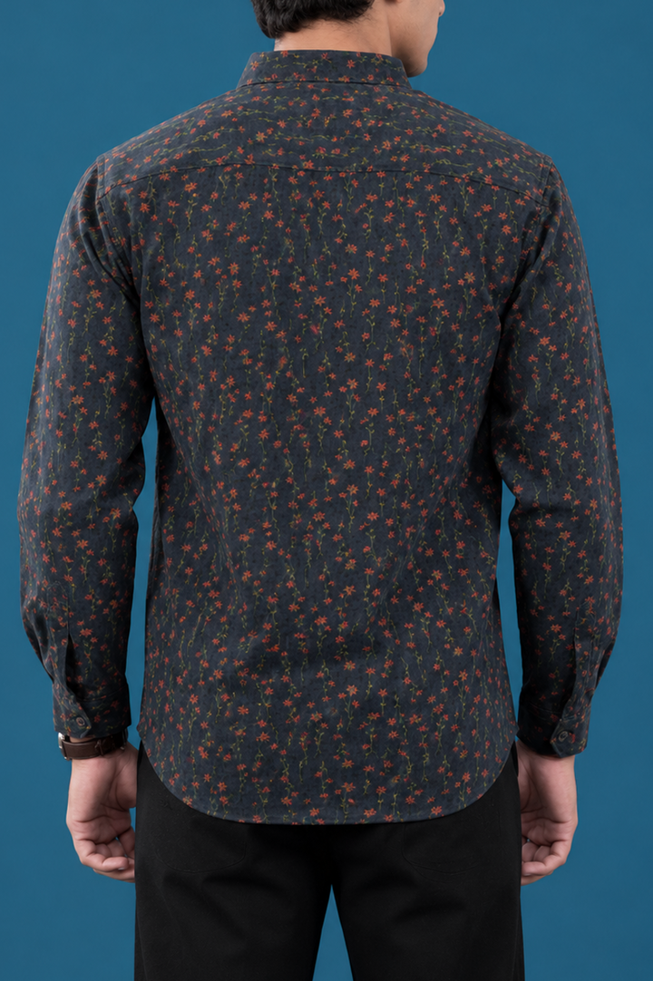Corduroy Floral Printed Shirt