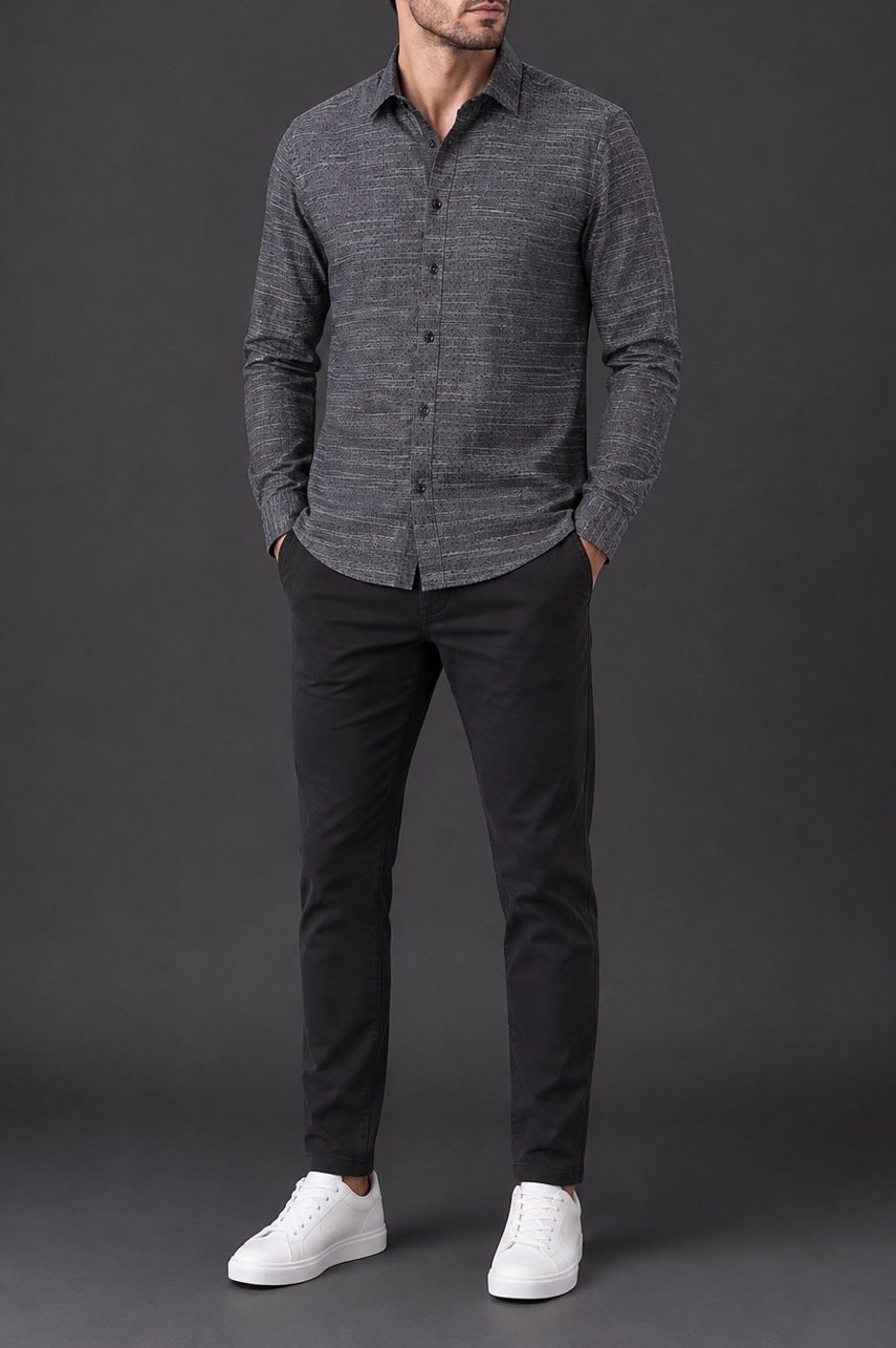 Shadow Weaved Textured Semi Formal Shirt