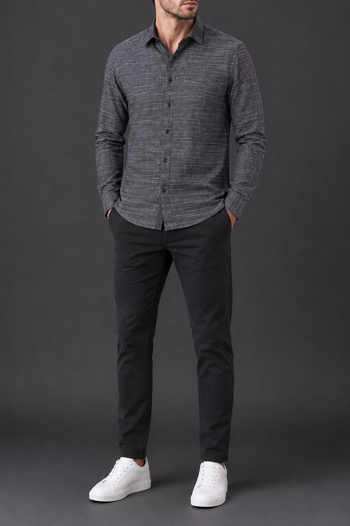 Shadow Weaved Textured Semi Formal Shirt