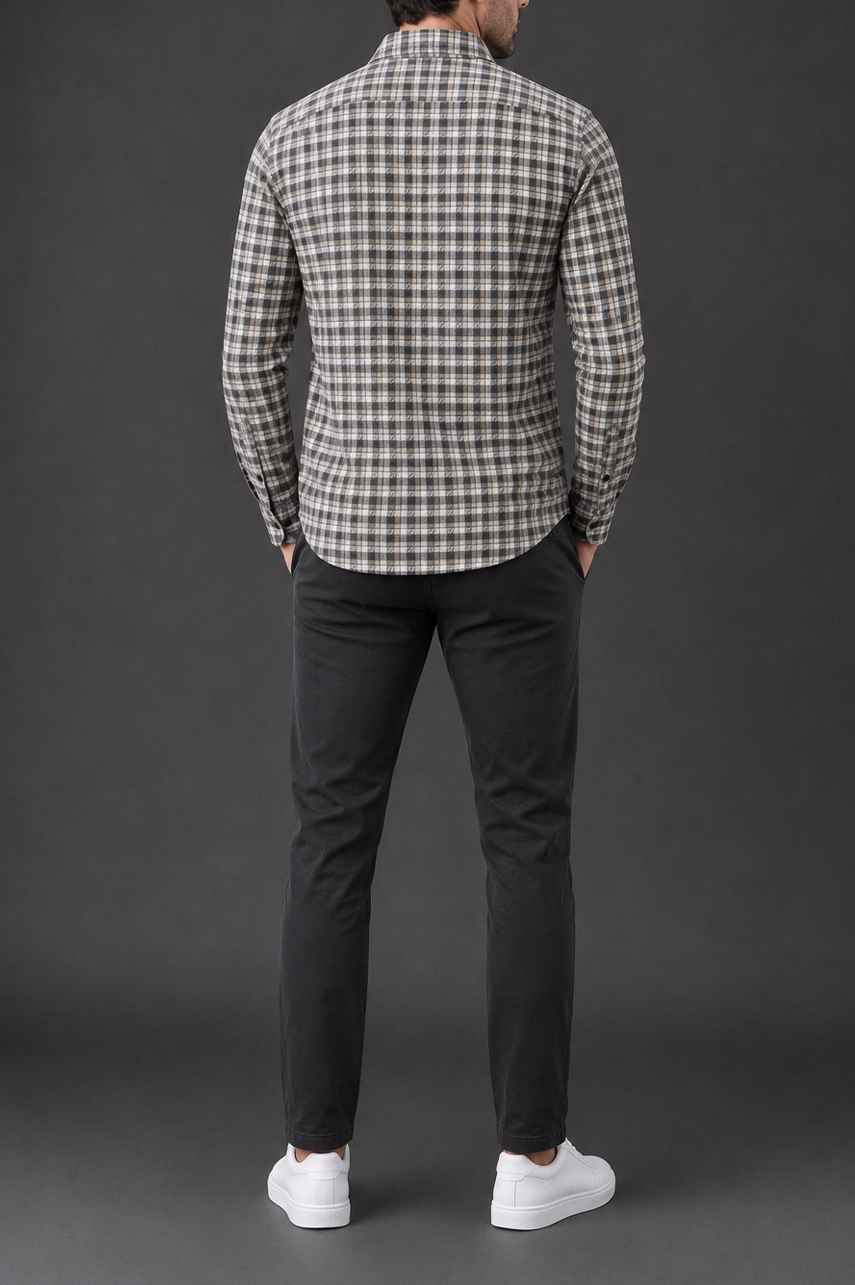 Heritage Taupe Check Semi Formal Shirt