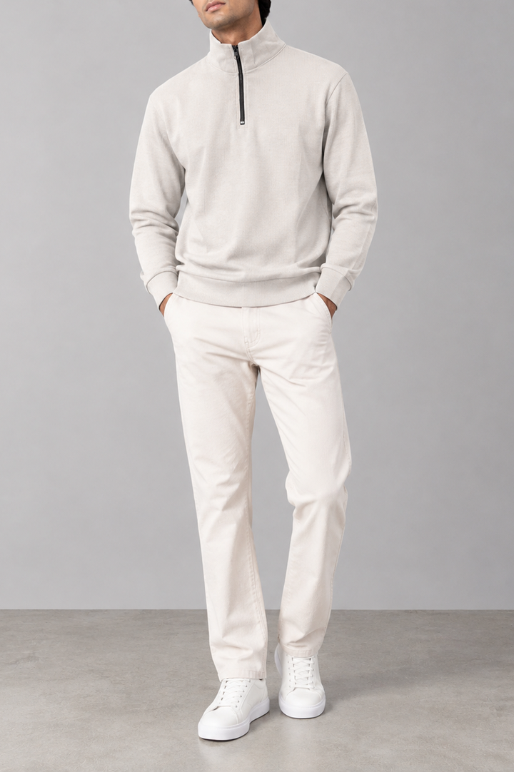 Essential Half-Zip Ribbed Mock Neck