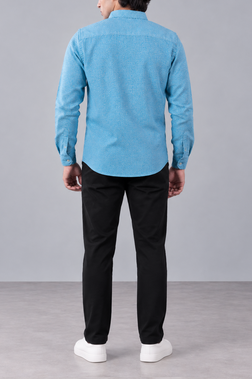 Sky Blue Melange Flannel Shirt