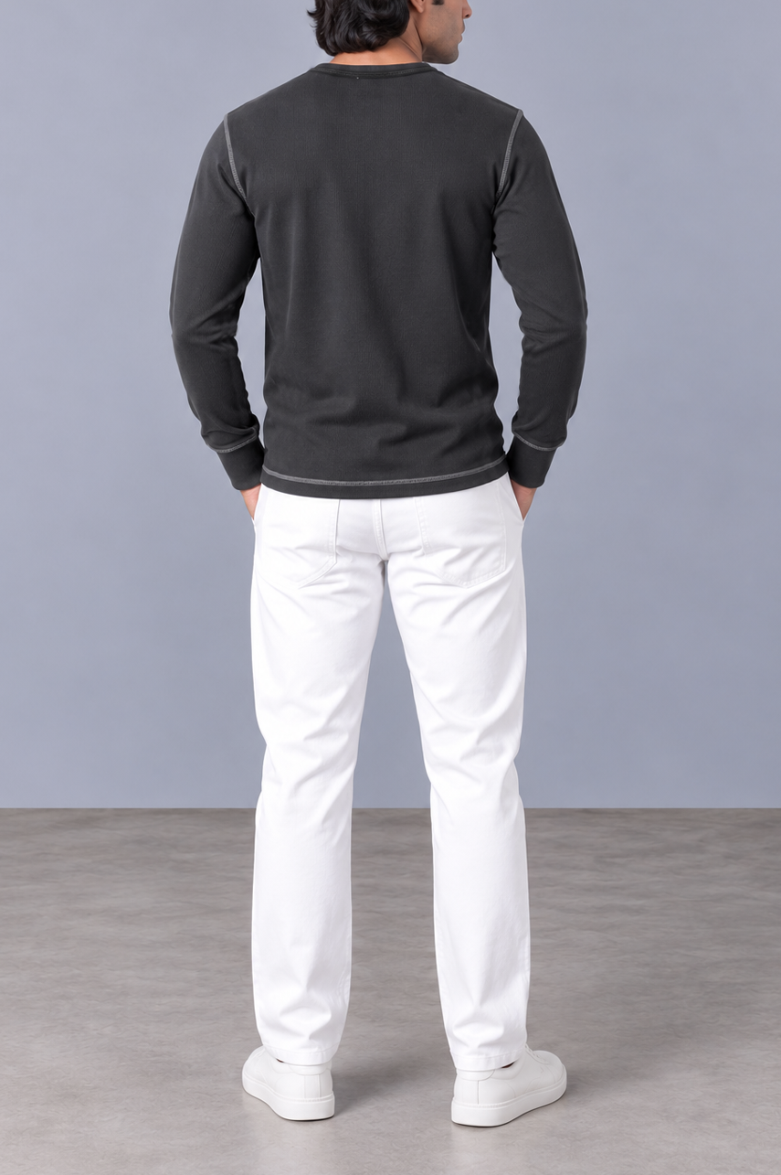 Contrast Stitch Rib Henley