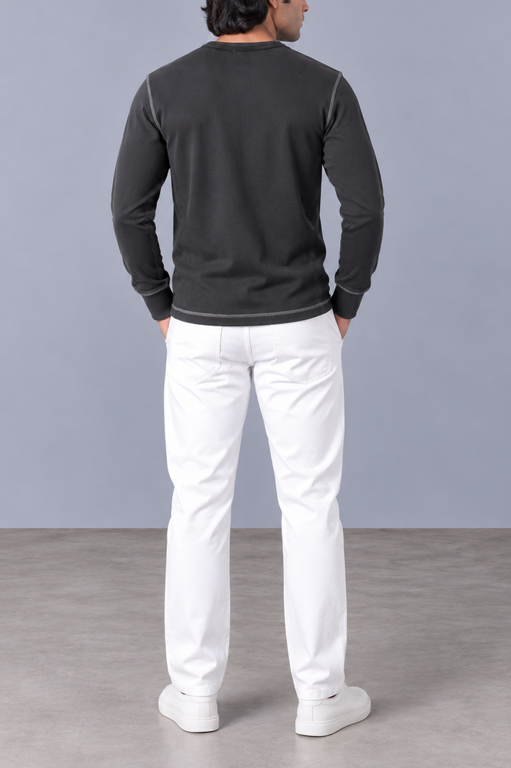 Contrast Stitch Rib Henley