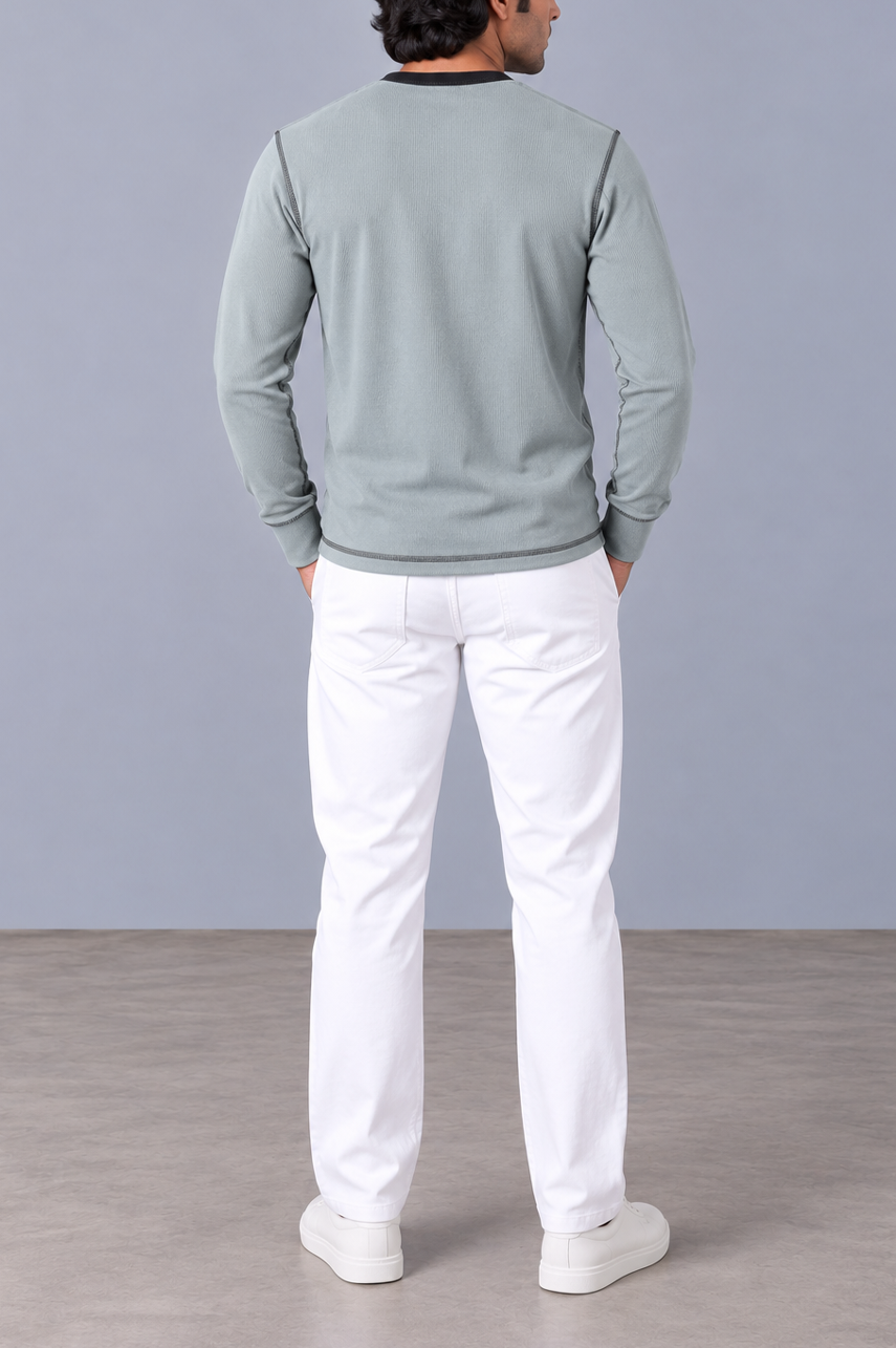 Contrast Stitch Rib Henley
