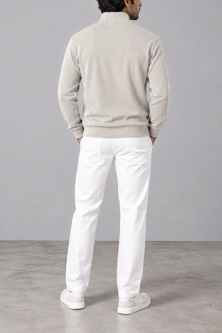 Light Gray Ribbed Mock Neck