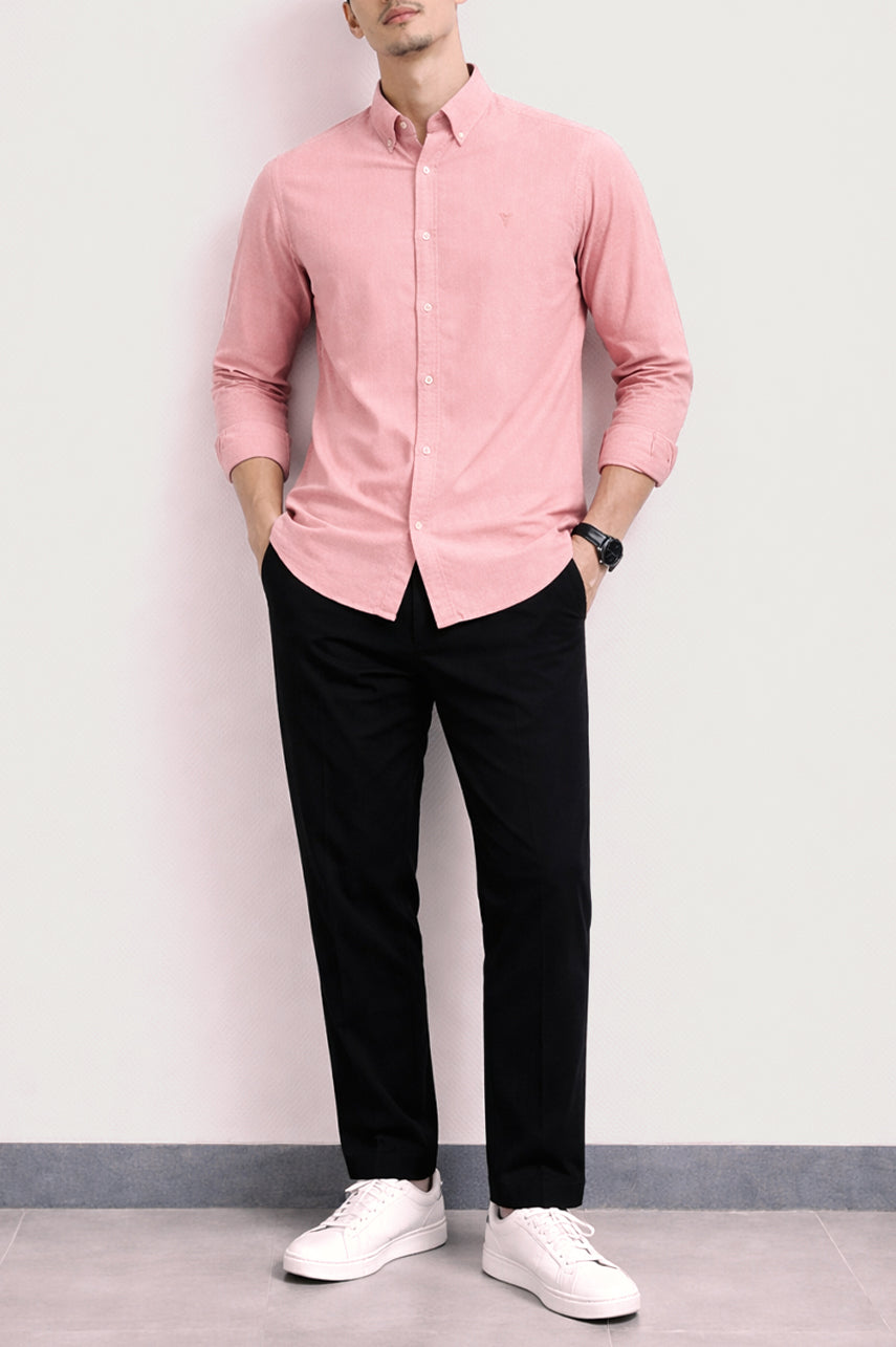Daily Wear Linen Logo Embroidered Shirt 002365-RED
