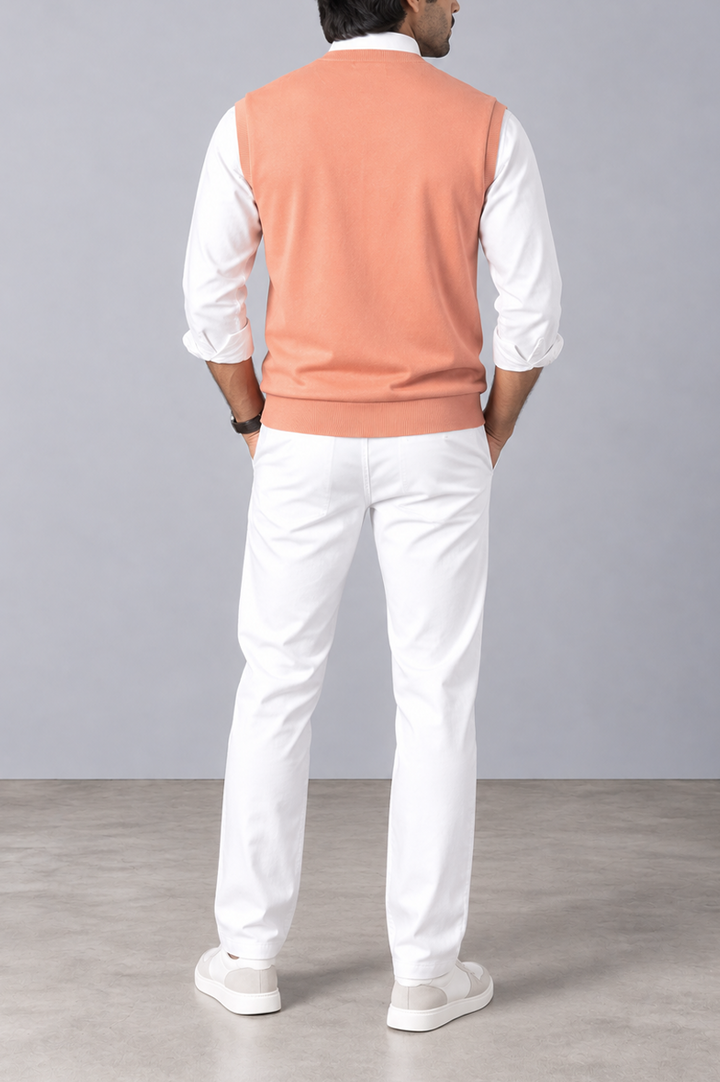 Coral Drift Ribbed Sweater