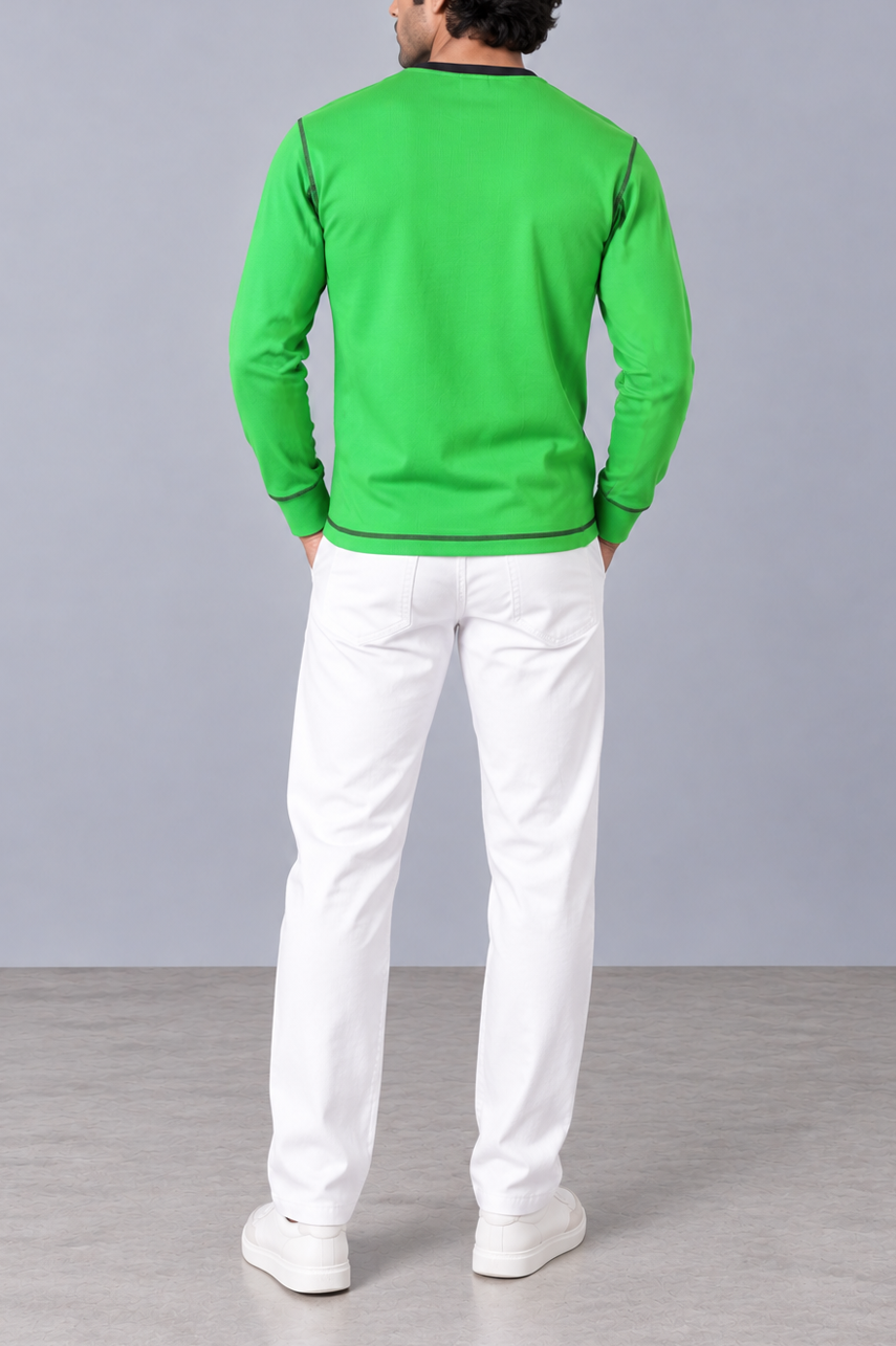 Contrast Stitch Rib Henley